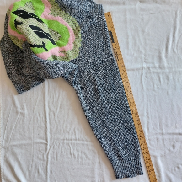 Heavy Knit Oversized Wool Blend Fuzzy Smiley Face Crew Sweater Unisex Size S - Picture 12 of 15